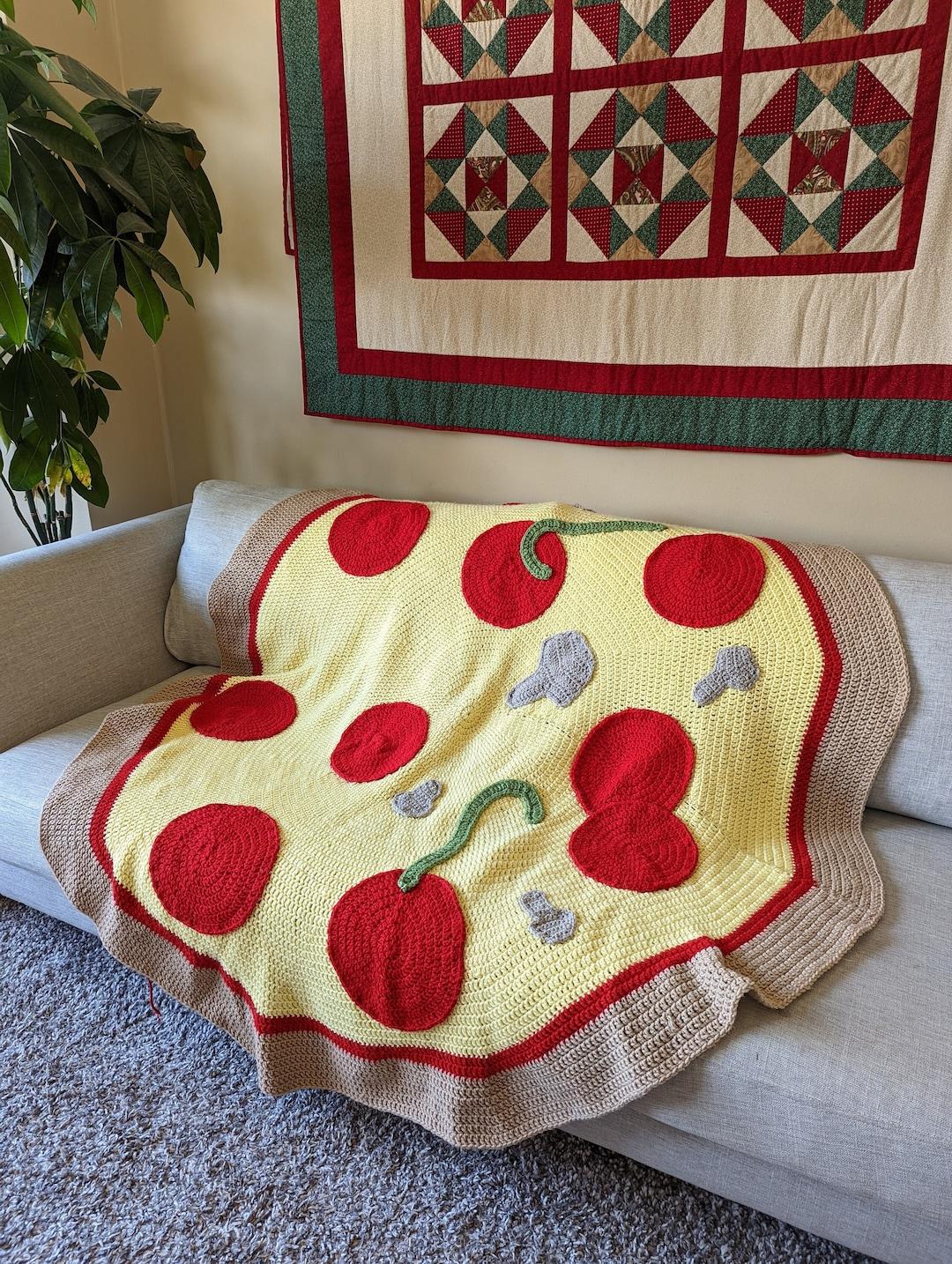 PDF PATTERN Pizza Blanket Crochet with Toppings Olives Pineapple Pepperoni Mushrooms Peppers