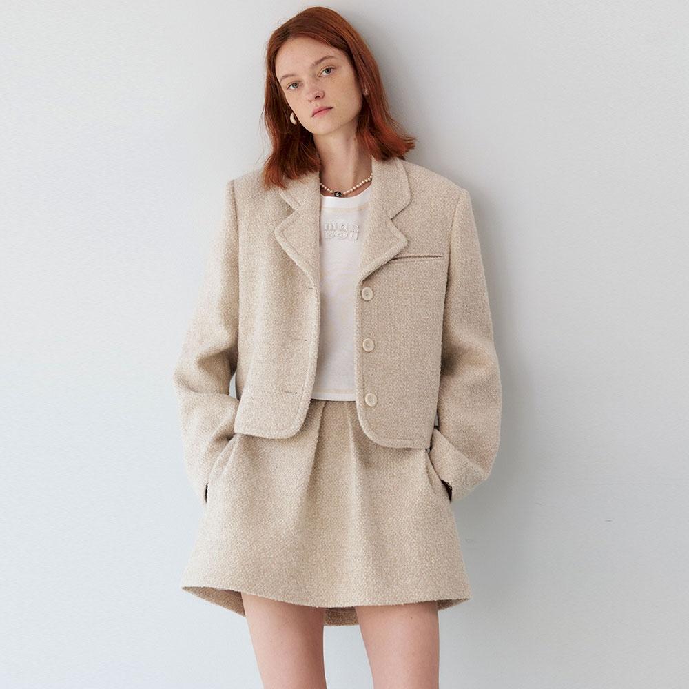 24 Fall_ Creamy Wool Ribbon Mini Skirt