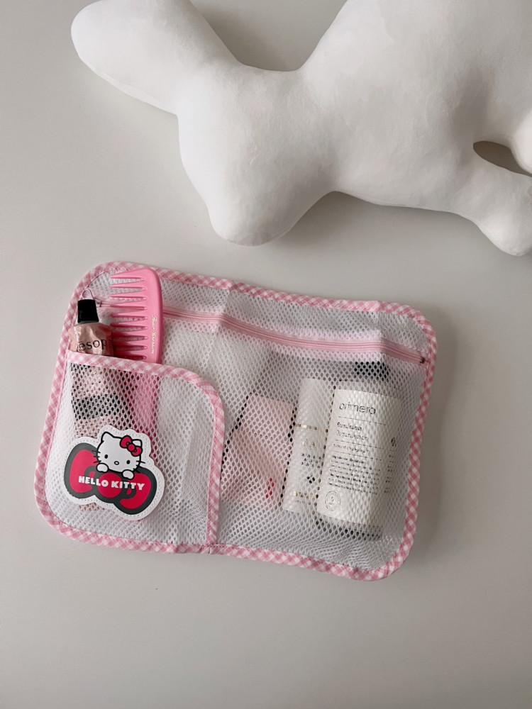 모닝버드 키티 메쉬 망사 파우치