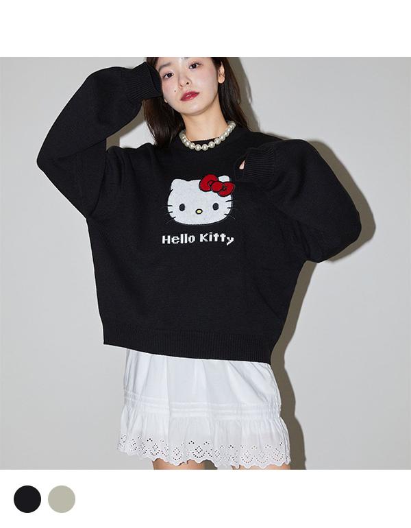 PUBLUX HELLO KITTY IRA EMBROIDERED KNITWEAR 2COLOR