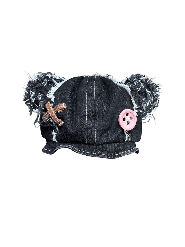 CFIERCE 씨피어스 블랙 테디 데님 햇 모자 BLACK TEDDY DENIM HAT