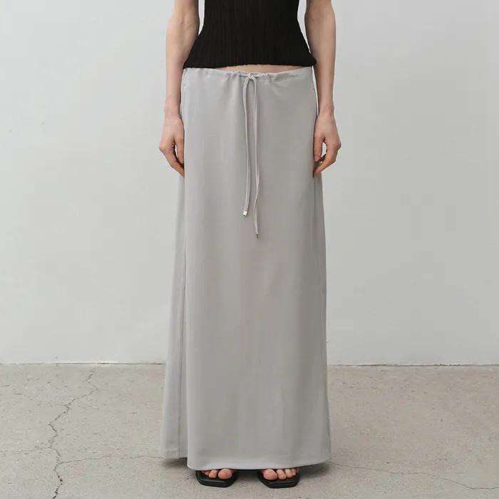 [2nd] Jersey String Maxi Skirt - Light Gray