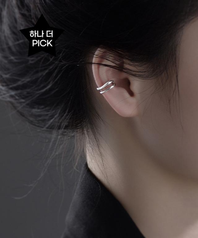 일더하기일 [1+1] 일더하기일 실버 925 심플 투라인 이어커프 귀걸이