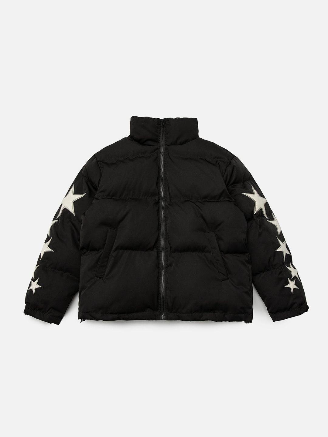 TALISHKO - Star Letter Embroidery Winter Coat - Black / S