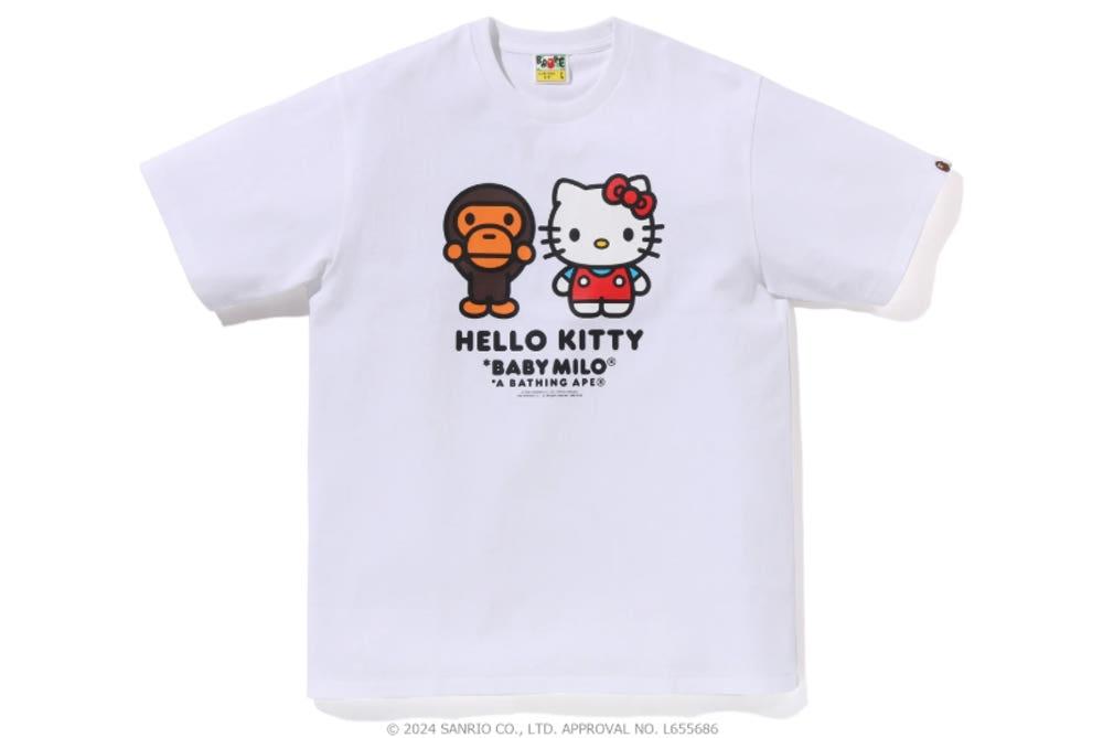 [베이프정품] 반팔티 베이프  산리오 콜라보 베이비 마일로 헬로 키티 티  BABY MILO® X HELLO KITTY - TEE