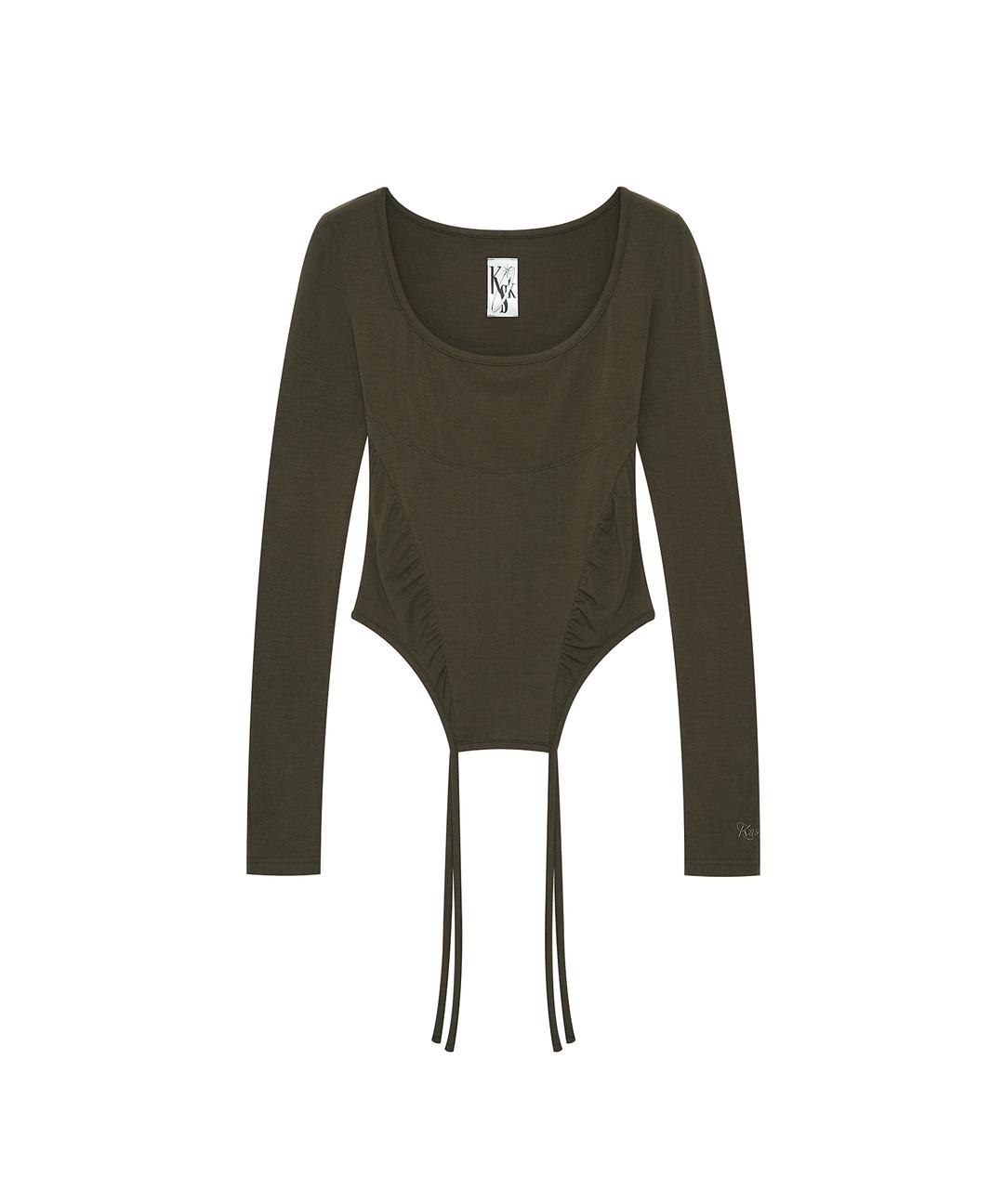 Slinky Shirring Bodysuit Khaki