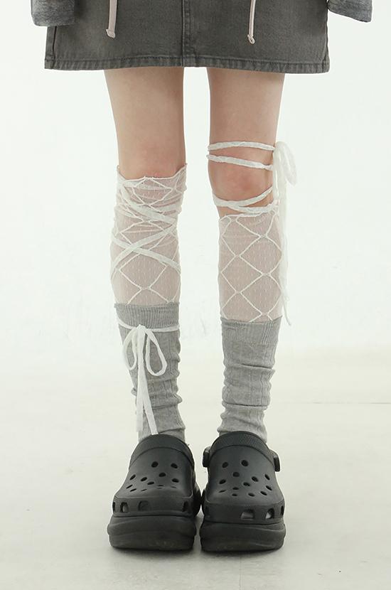 로컬맨션 dia lace string leg warmer