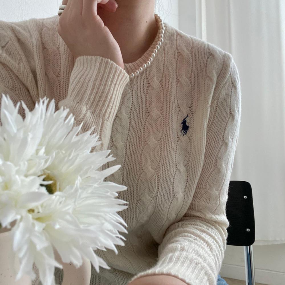 폴로랄프로렌 여성 울 캐시미어 라운드 니트