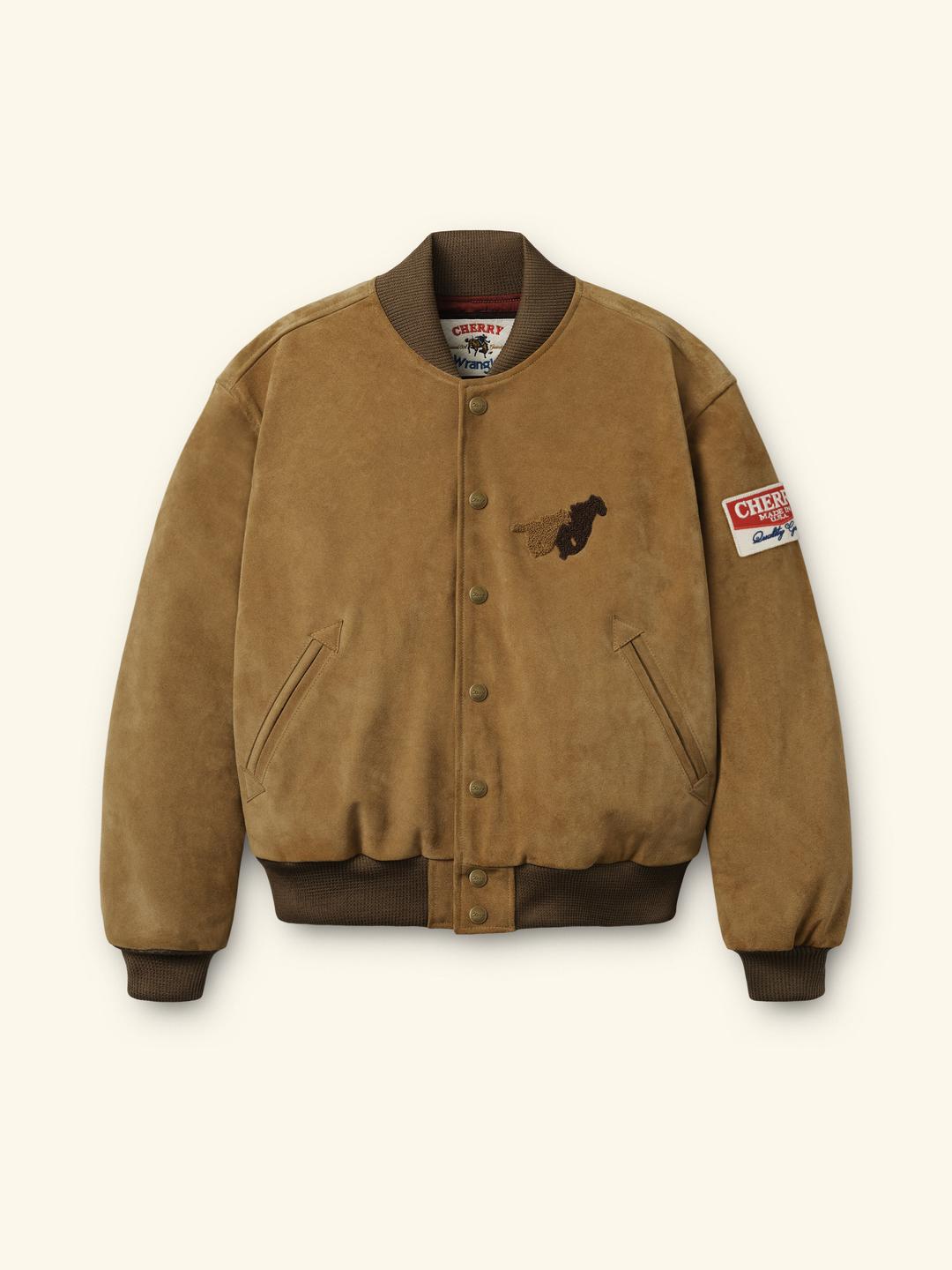 Cherry x Wrangler Suede Varsity Jacket (Tan) - XL