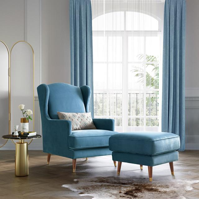 린지홈 프렌치 윙타입 자가드 패브릭 벨벳 1인용 소파 포인트 컬러 패턴 싱글 쇼파