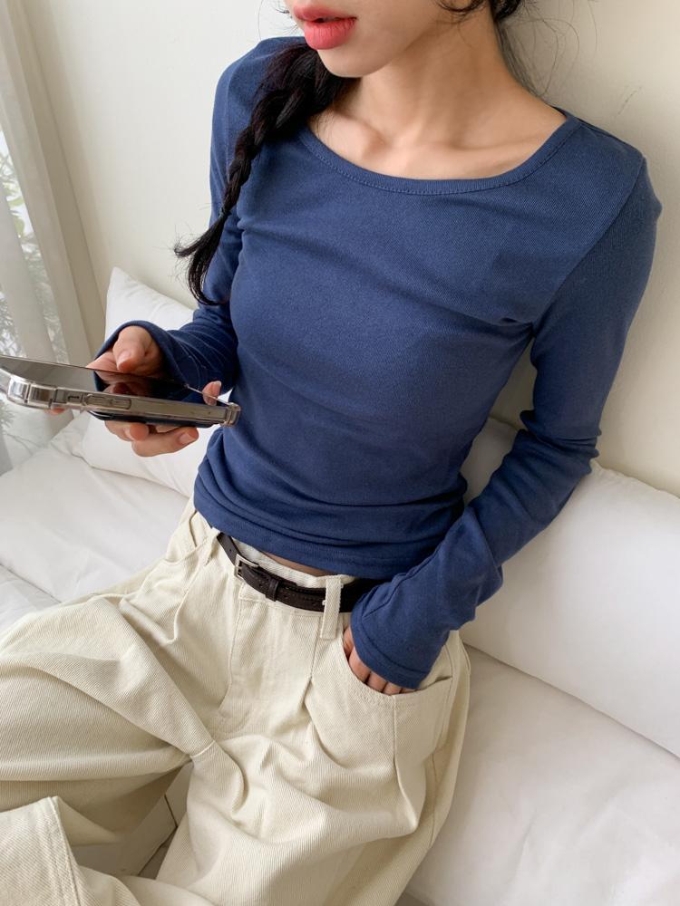 시프트에잇 [20%할인/BEST/국내제작] 데일리 쫀쫀 라운드 기모 티셔츠 이너티 10color