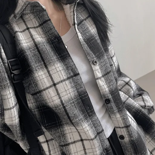 [양털안감/클래식체크]블랜 기모체크 오버핏 남방