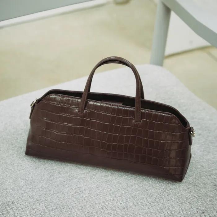 카우레더 에딧 스트랩 토트&크로스 백_ 엘리 패턴 브라운 l B20