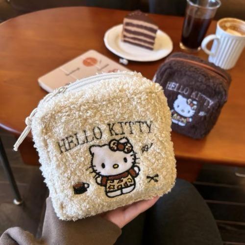 브라운 가을 골덴 키티 미니 파우치 크로백