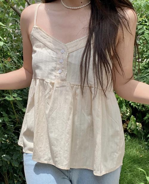 파라다이스키스 여자 뷔스티에 나시 레이스 A라인 블라우스 셔츠