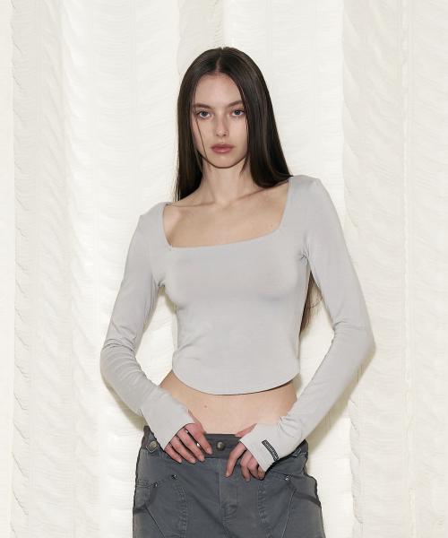 jina SquareNeck Long Sleeve Top (Ash)