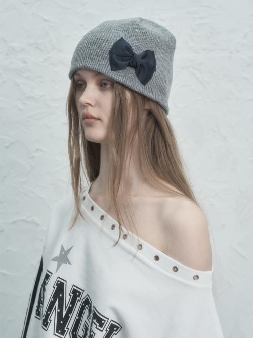 RIBBON BEANIE MELANGE GRAY