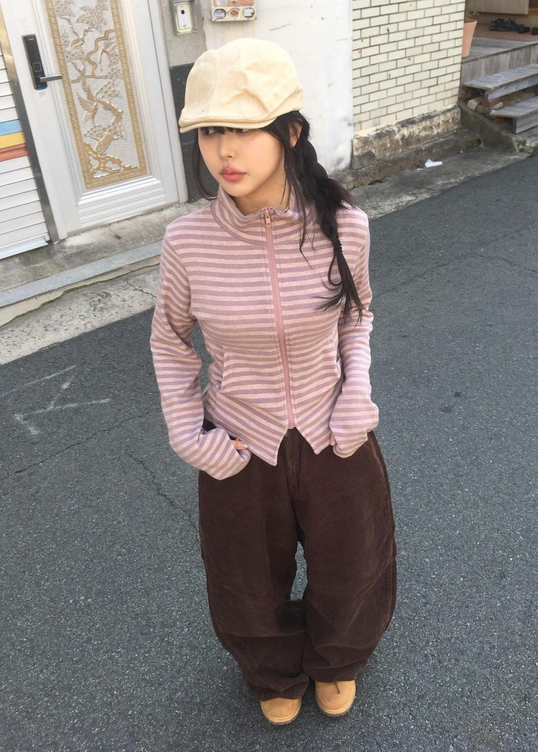 소브 (2 color) 스판 페스츄리 워머 니트집업