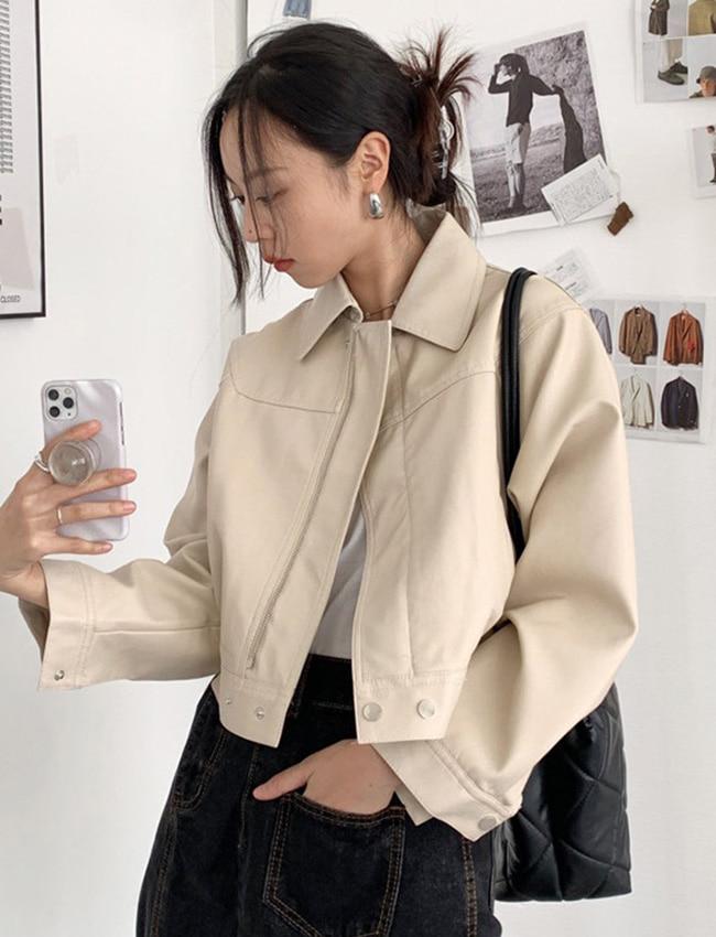 세임 데일리 크롭 레더 점퍼자켓 (2color)