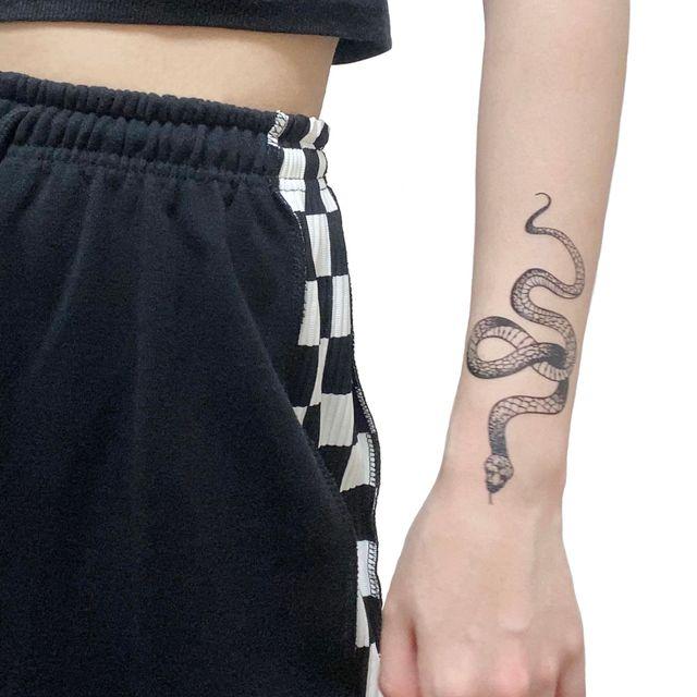 [재입고완료] 블랙 뱀 십자가 타투 스티커 지워지는 대형 문신 14세이상구매가능