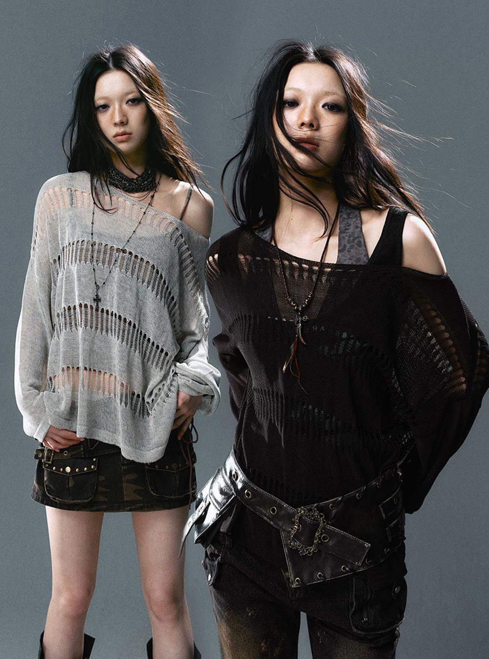 Whispered Grid Knit Top (2color)