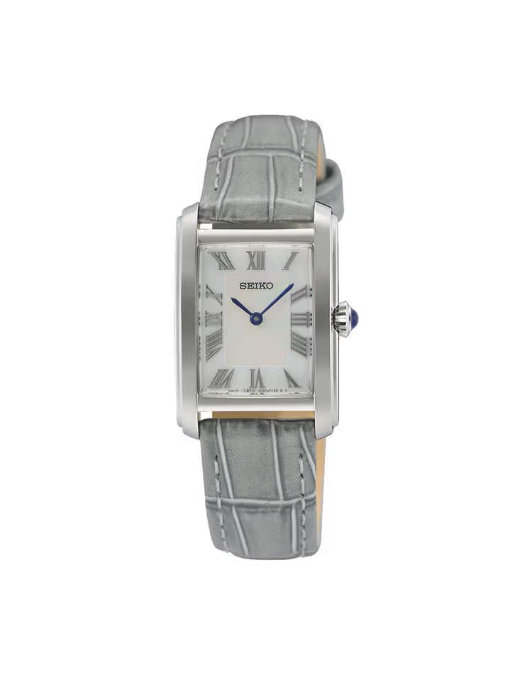 세이코 SWR099P1 클래식 스퀘어 여성 가죽 손목시계