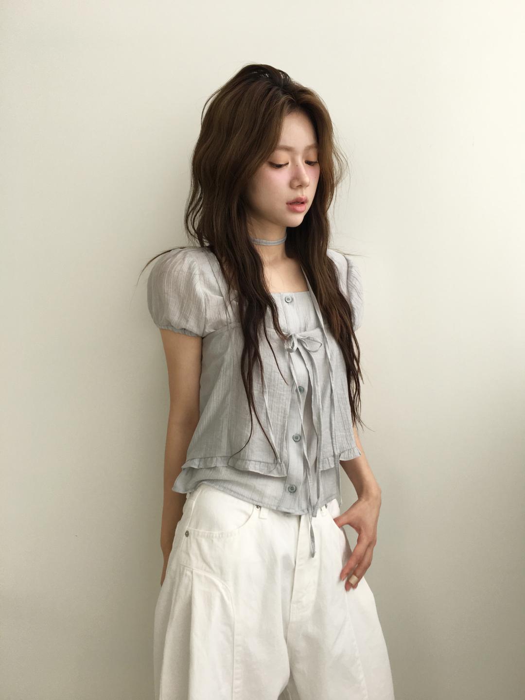 노비야카 Nars bustier blouse (Ivory, blue gray, black) *그레이9/4입고예정