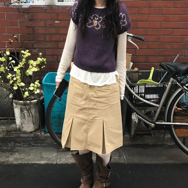 린다 미디 플리츠 스커트 ( linda midi pleats skirt )
