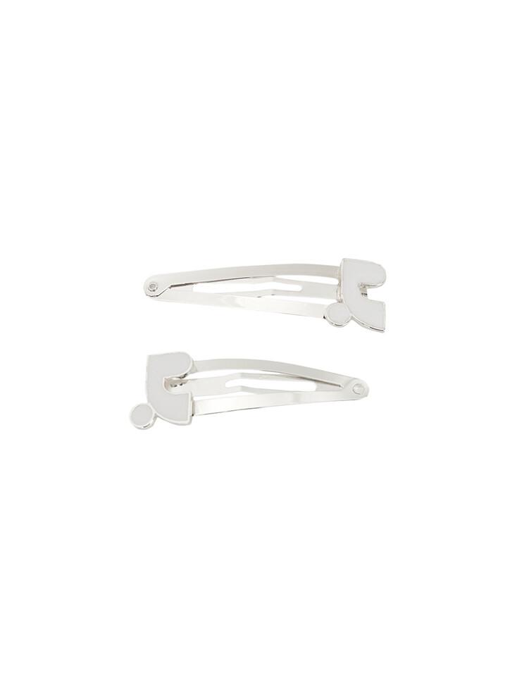 RR METAL LOGO HAIR PIN - WHITE