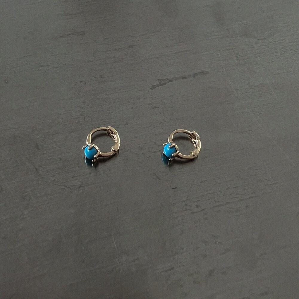 [14K GOLD] TURQUOISE RING EARRING AE223013