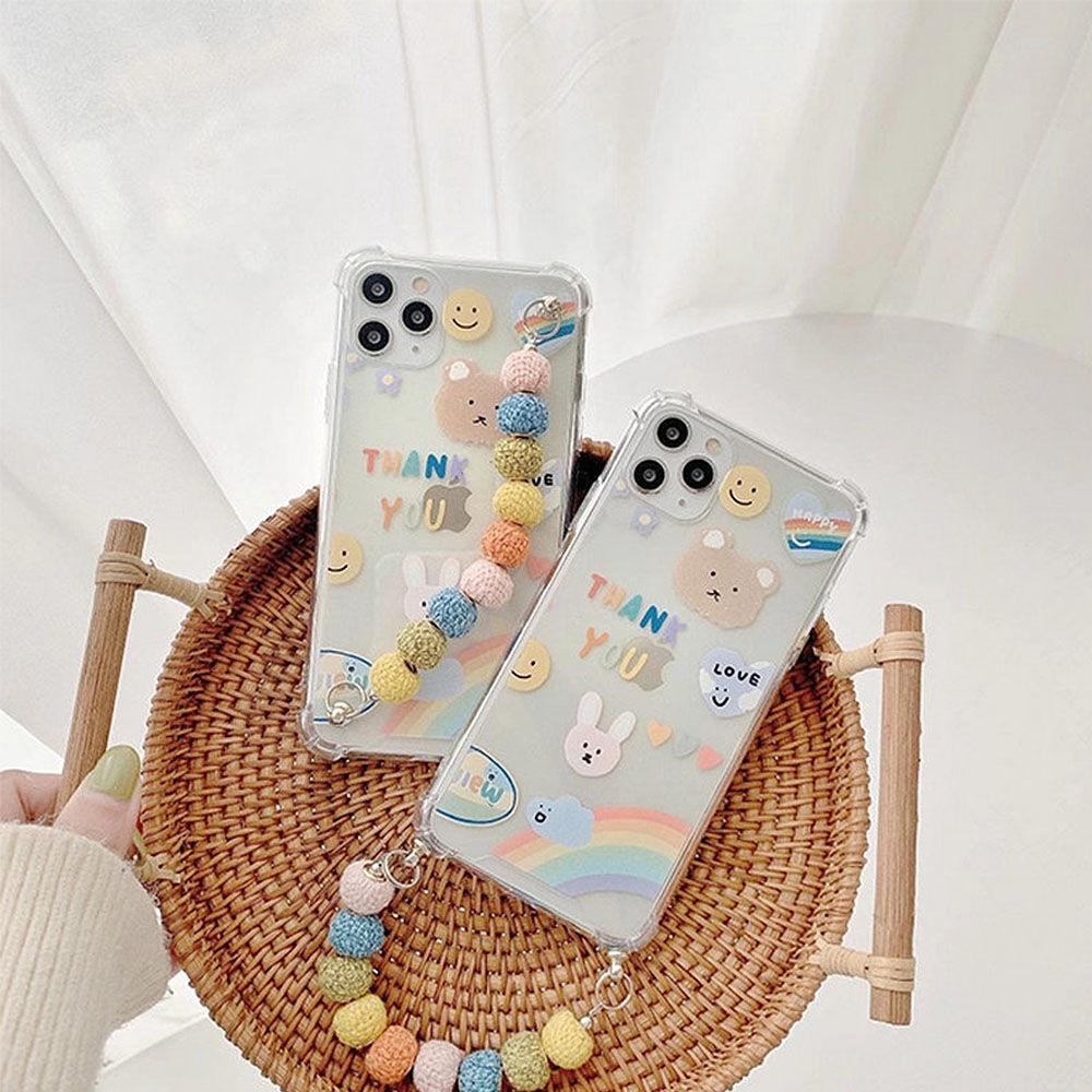 큐티 비비드 둥글 땡큐스트랩 아이폰 케이스