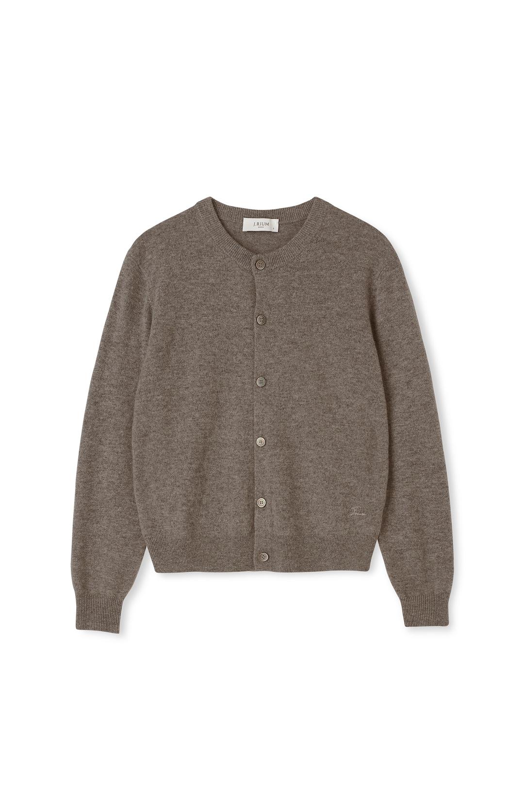 캐시미어 에센셜 블렌드 라운드넥 가디건 브라운