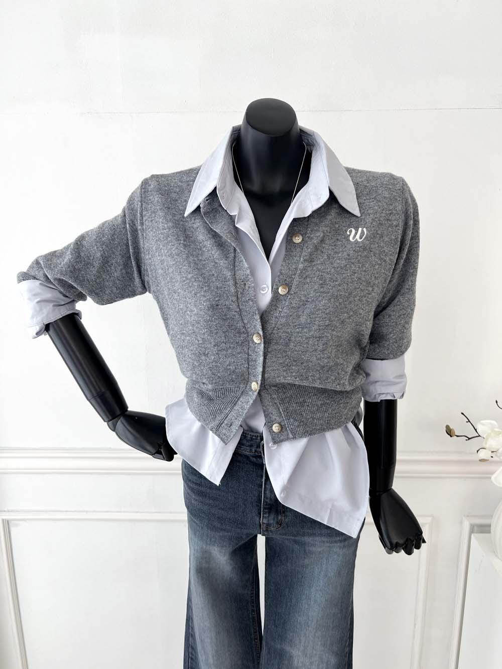 비바 [VIVA] 24FW 숏 W자수 니트 가디건