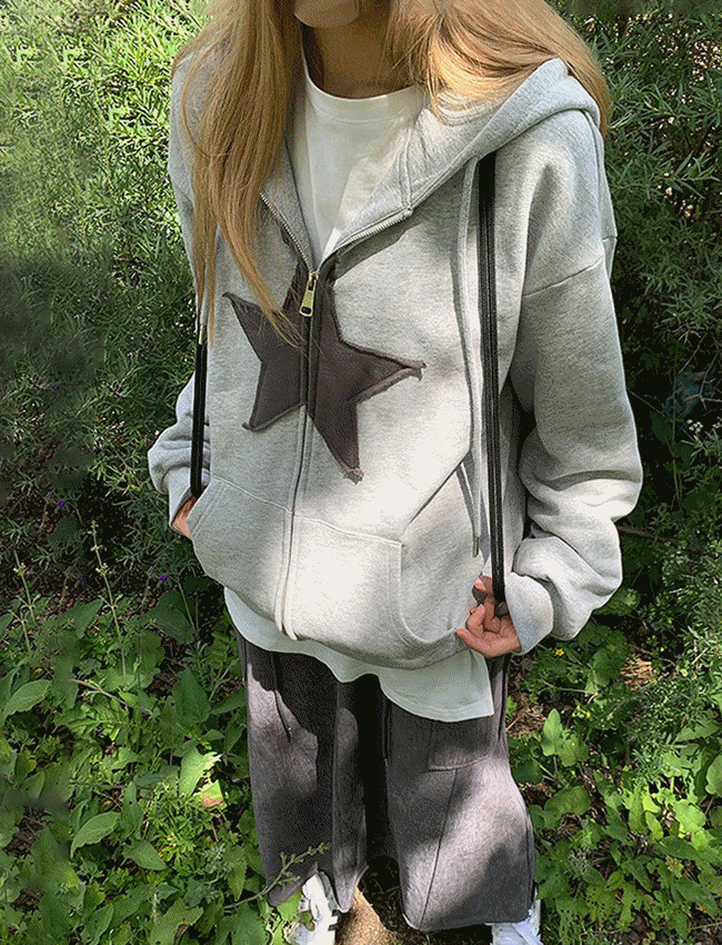 라스스타 자수 투웨이 후드 집업