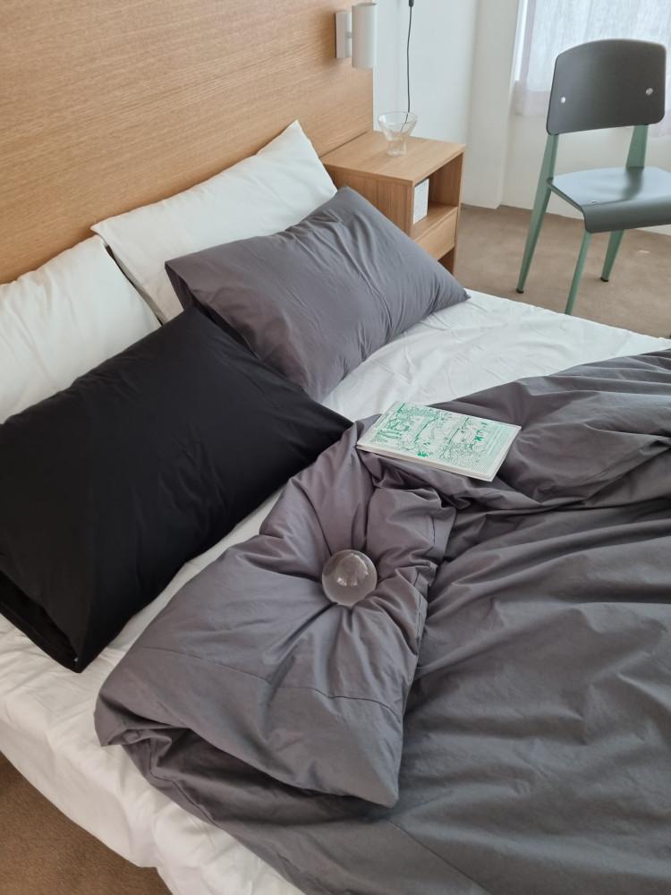 프리미엄 호텔 베딩 고밀도면 사각사각 이불커버 차콜