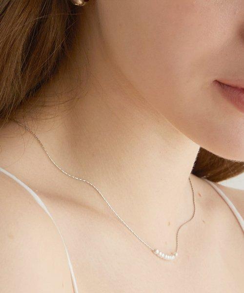 nine pearl thin necklace (N004_silver)