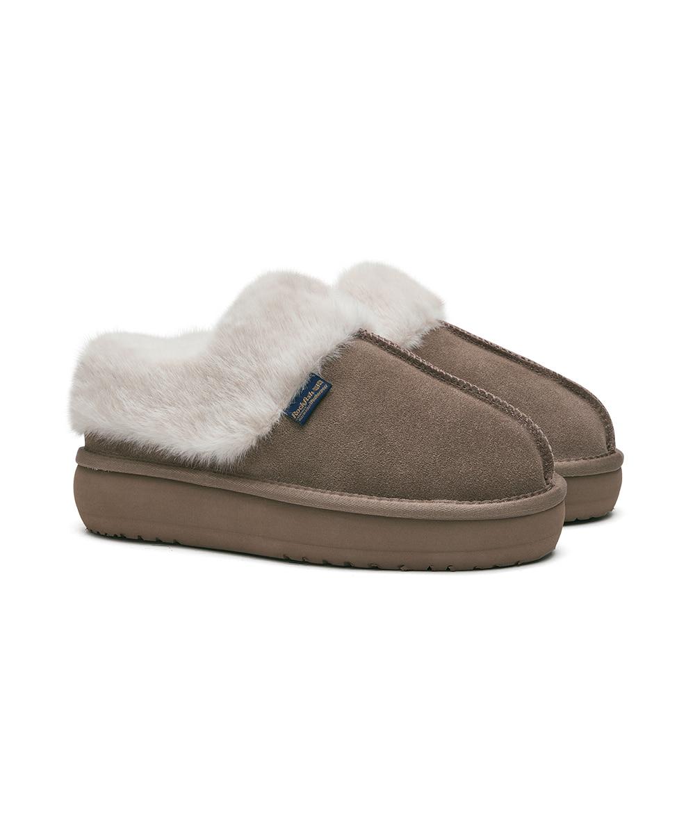 [NEW 10%] CLOUDY FLATFORM FUR MULES - COCOA