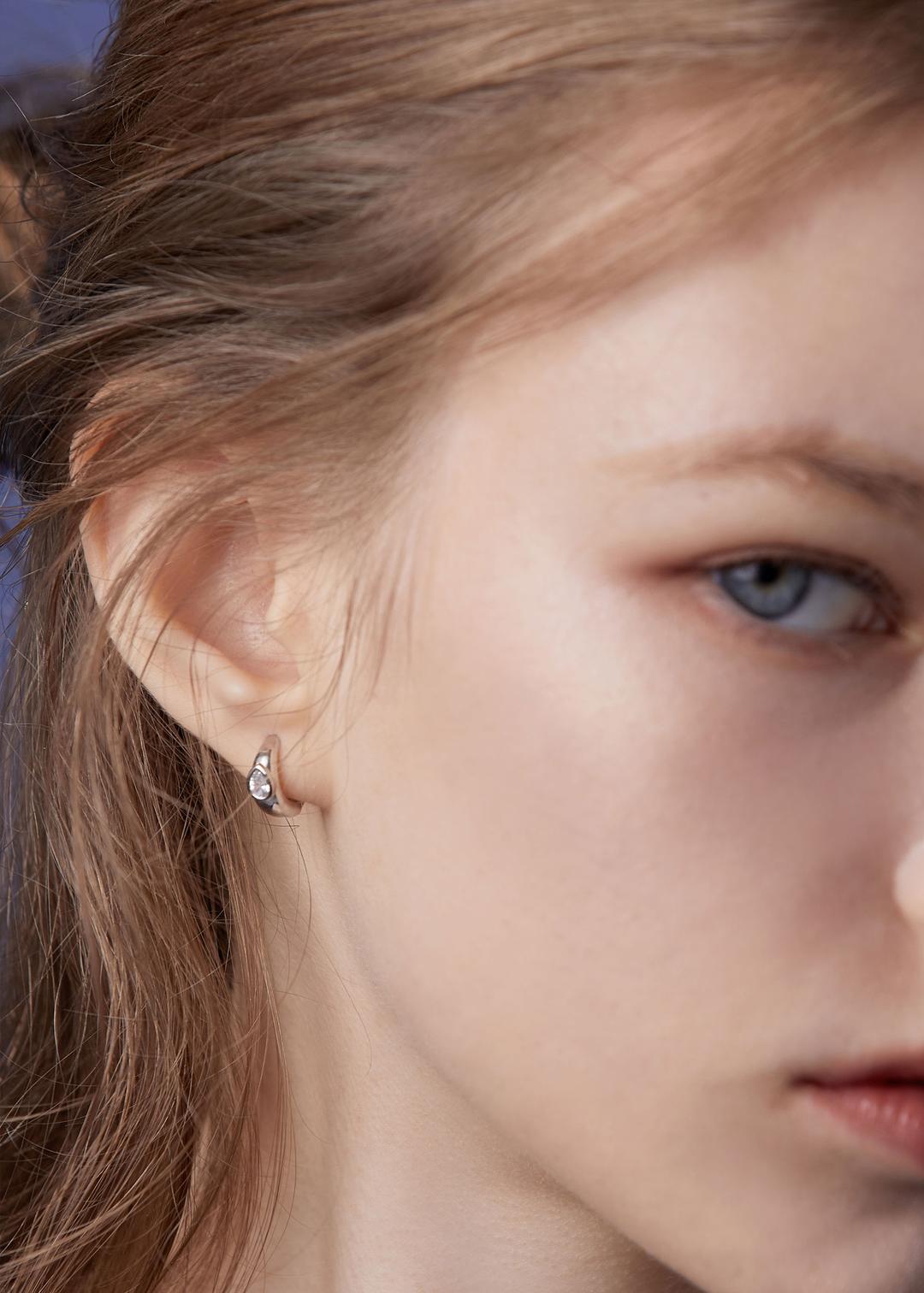 Pear Cut One Touch Hoop Earrings _ Silver