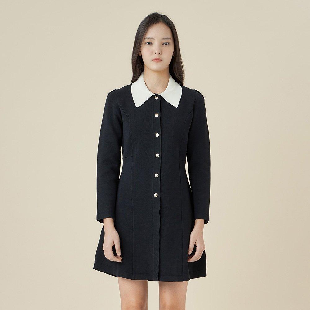 퍼프 소매 카라 니트 원피스 (NKOPNJ01)