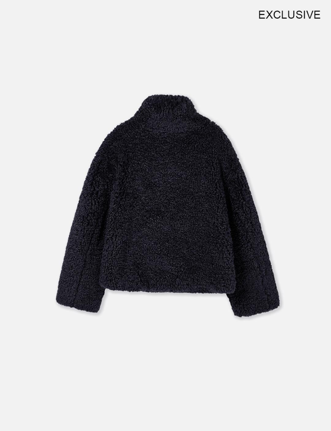 Eco Faux Shearing Coat (Navy)