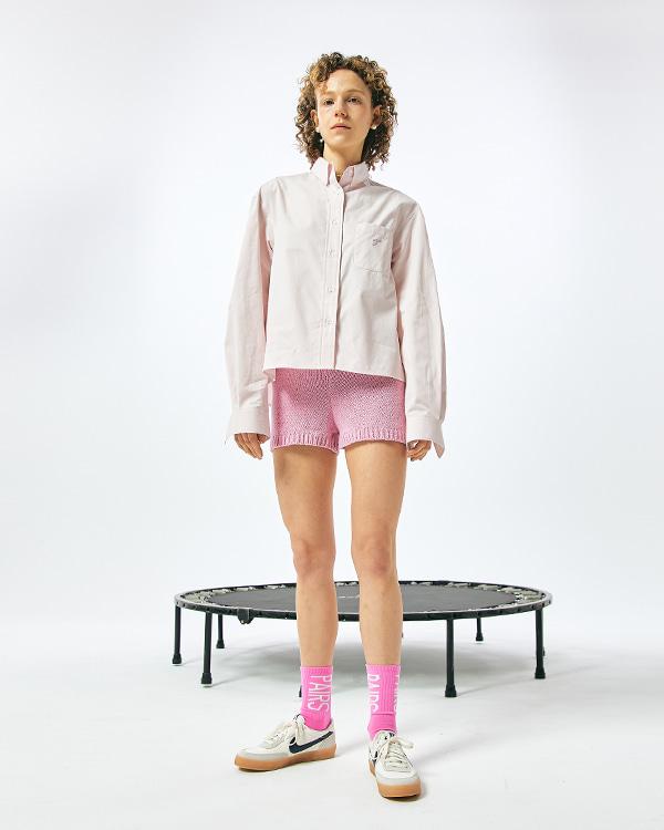 버튼다운 크롭 오버 셔츠 핑크