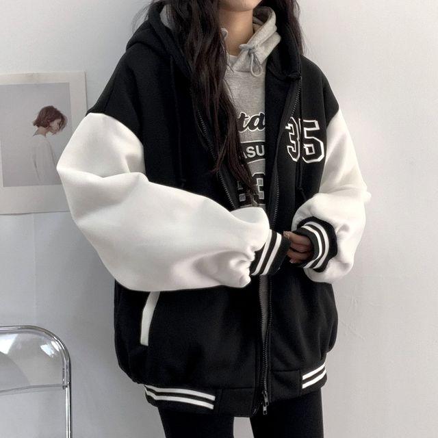 [기모] 35 폰트 오버 후드 집업 자켓 (2color)