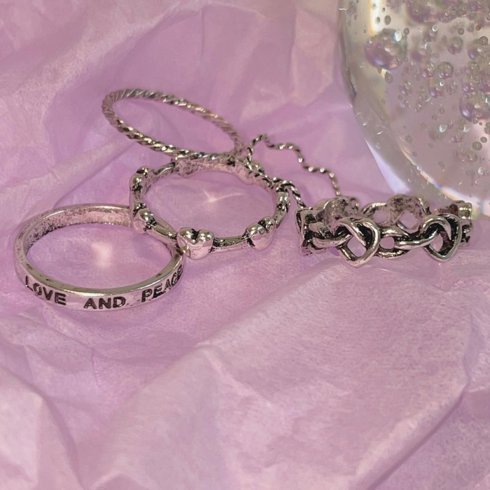 [무료배송] 하트 프레즐 레이어드 링 (5pcs)