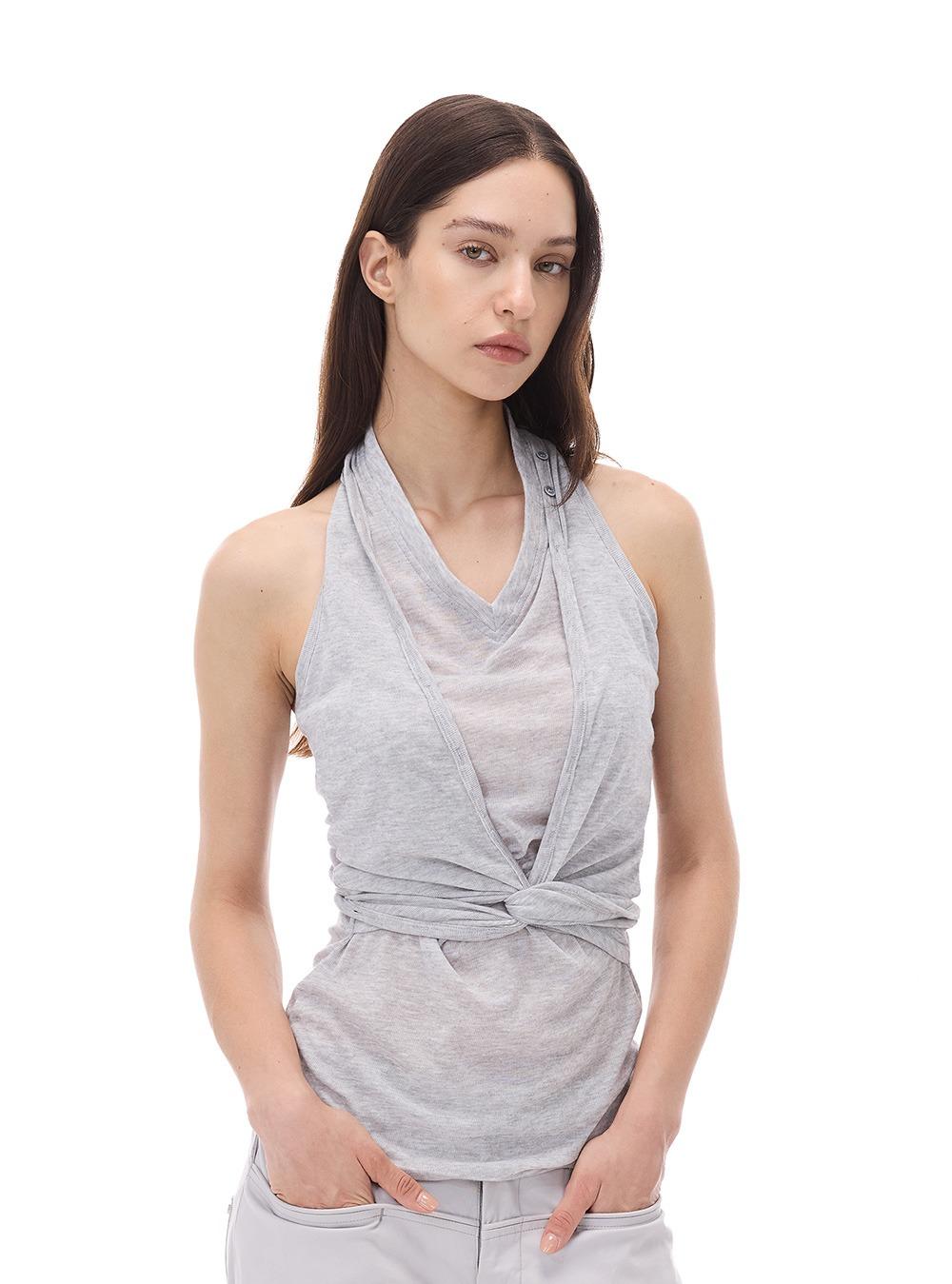 Double Layered Drape Halter Top (2color)