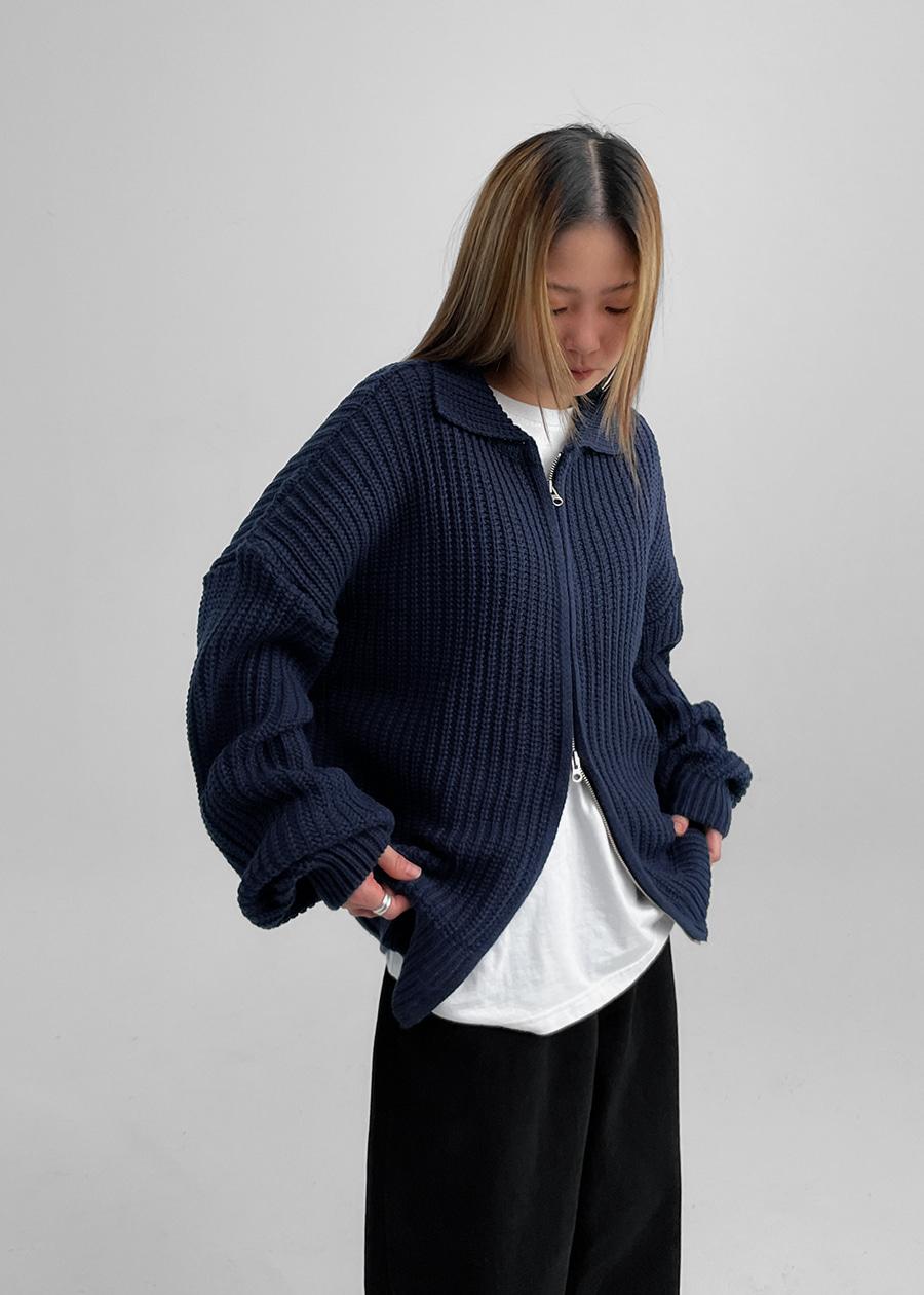 펄리너 투웨이 카라 니트집업