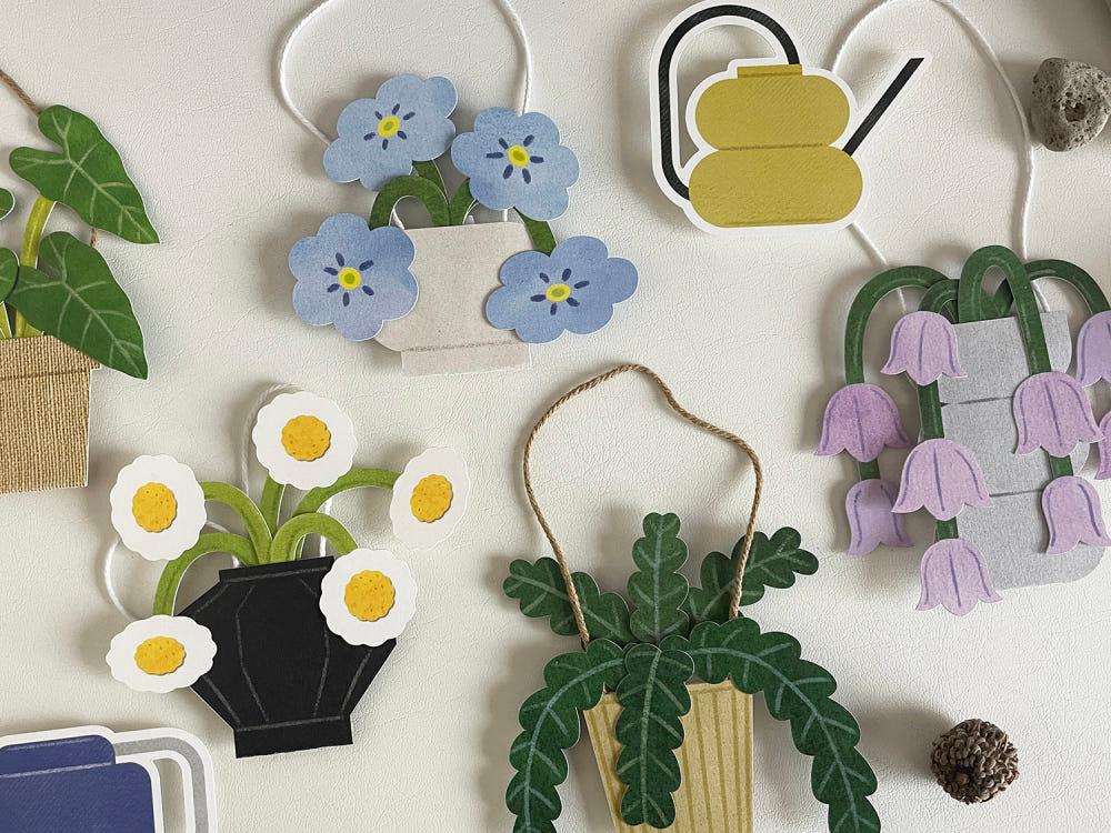 (소량 입고) 사랑스러운 나의 반려 식물 / 페이퍼 식물 화분 / 데이지 / 물망초 / 초롱꽃 / 립살리스 / 알로카시아