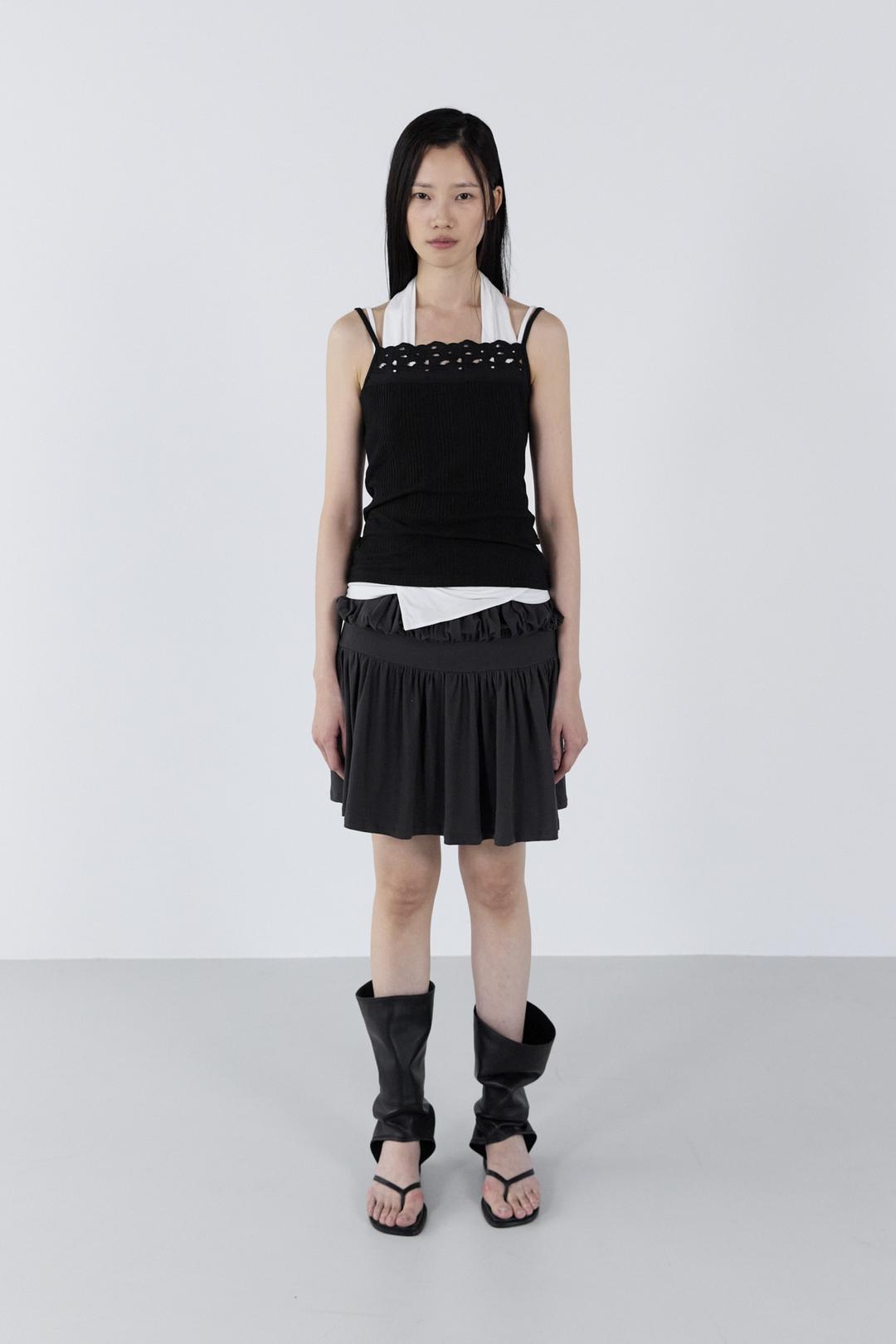 Fluid Shirring Skirt _ Dark Gray