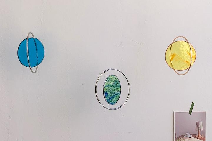 우주별 행성 푸른달 지구별 / 스테인드글라스 썬캐쳐 모빌+설치부속품 증정 5colors