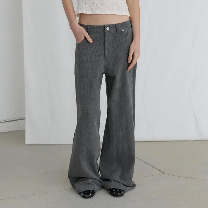 VINTAGE STRIPE COTTON PANTS - CHARCOAL