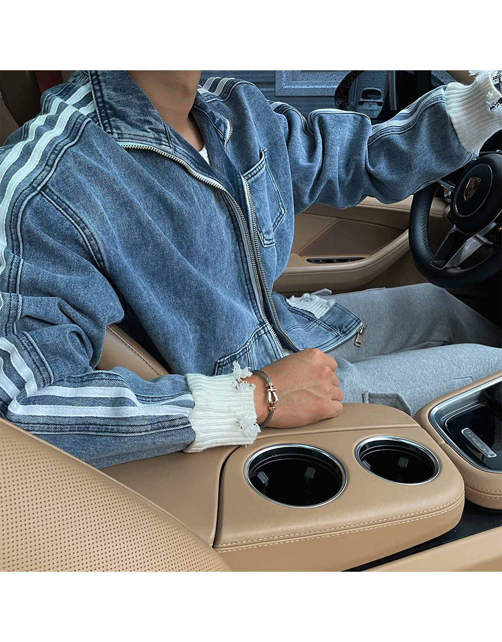 캔버 데미지 시보리 데님 자켓